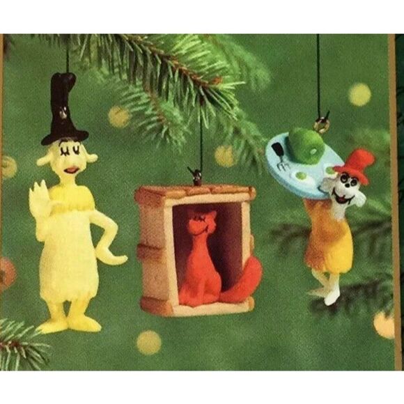 2000 Hallmark Dr Seuss Green Eggs and Ham mini set Christmas Ornaments QXM6034 - Picture 2 of 7
